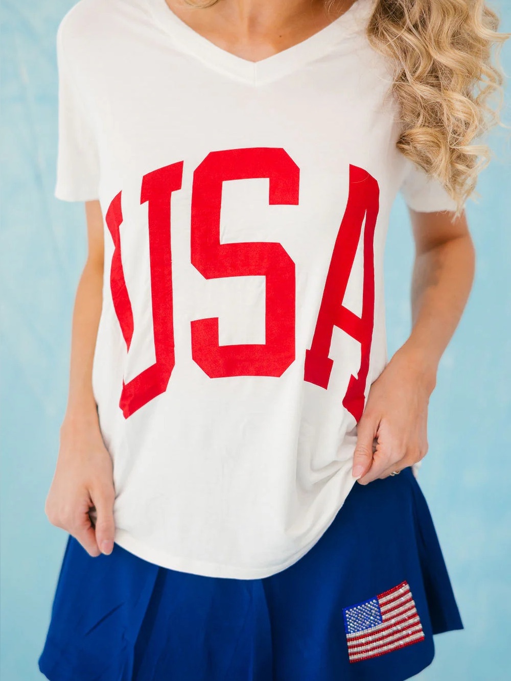 Judith March USA T Shirt Oversized Patirotic USA Red White America Size‎ L